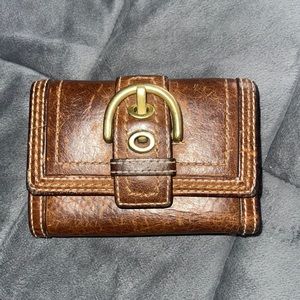 Coach Leather Wallet with Buckle Closure